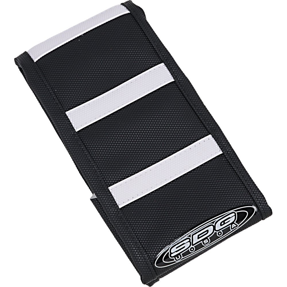 SDG 6-Ribbed Seat Cover - White Ribs/Black Top/Black Sides 95943WK