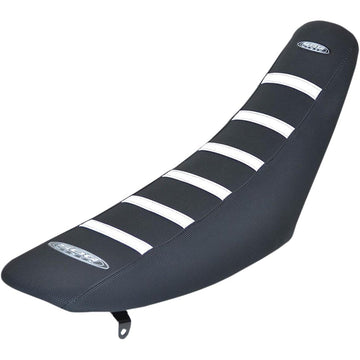 SDG 6-Ribbed Seat Cover - White Ribs/Black Top/Black Sides 95925WK