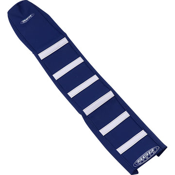 SDG 6-Ribbed Seat Cover - White Ribs/Blue Top/Blue Sides 95959WDD