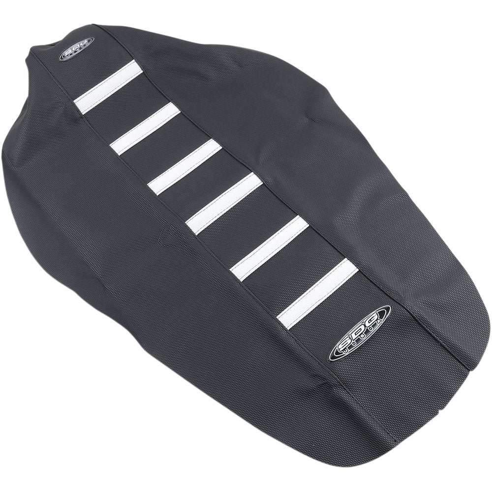 SDG 6-Ribbed Seat Cover - White Ribs/Black Top/Black Sides 95960WK