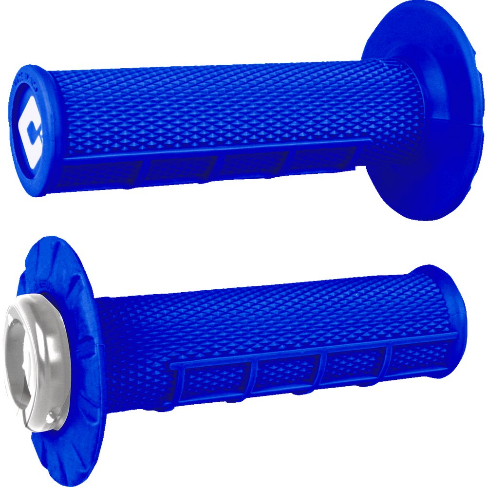 ODI Half Waffle v2.1 Lock-On Grips - ATV/MX - Bright Blue/Silver J33HWU-S