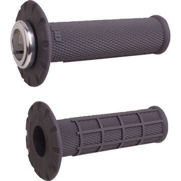 ODI Universal Lock-On Half Waffle Grips - Graphite/Silver H21UHWH