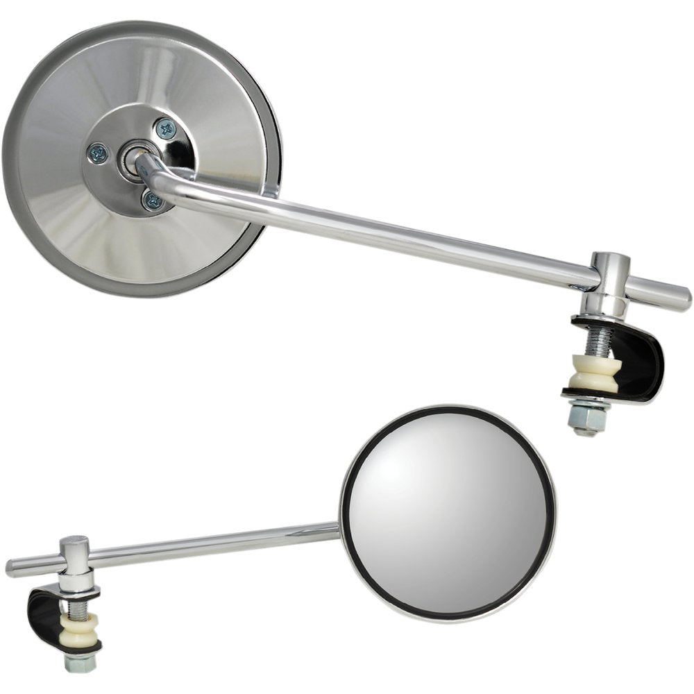PARTS UNLIMITED Mirror - Side View - Round - Chrome - Long - Each 17076