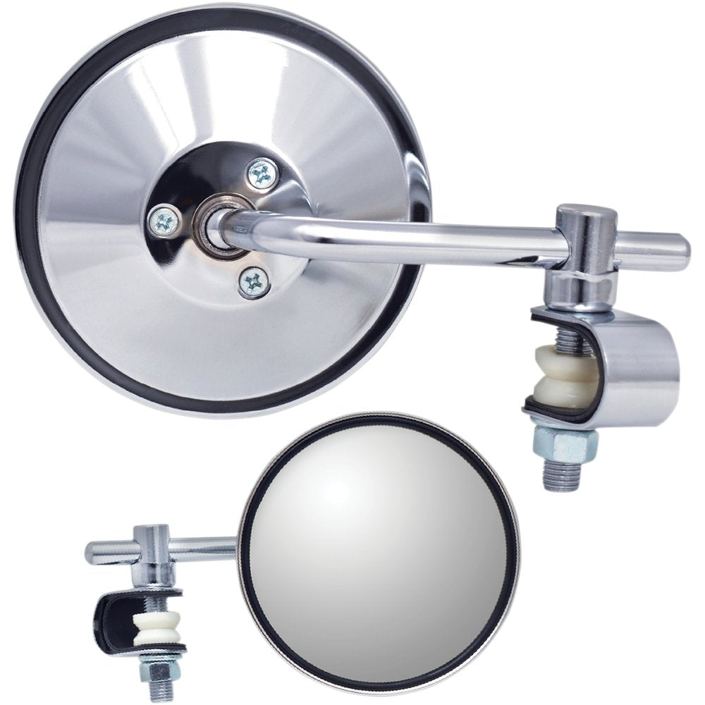 PARTS UNLIMITED Mirror - Side View - Round - Chrome - Short - Each 17075