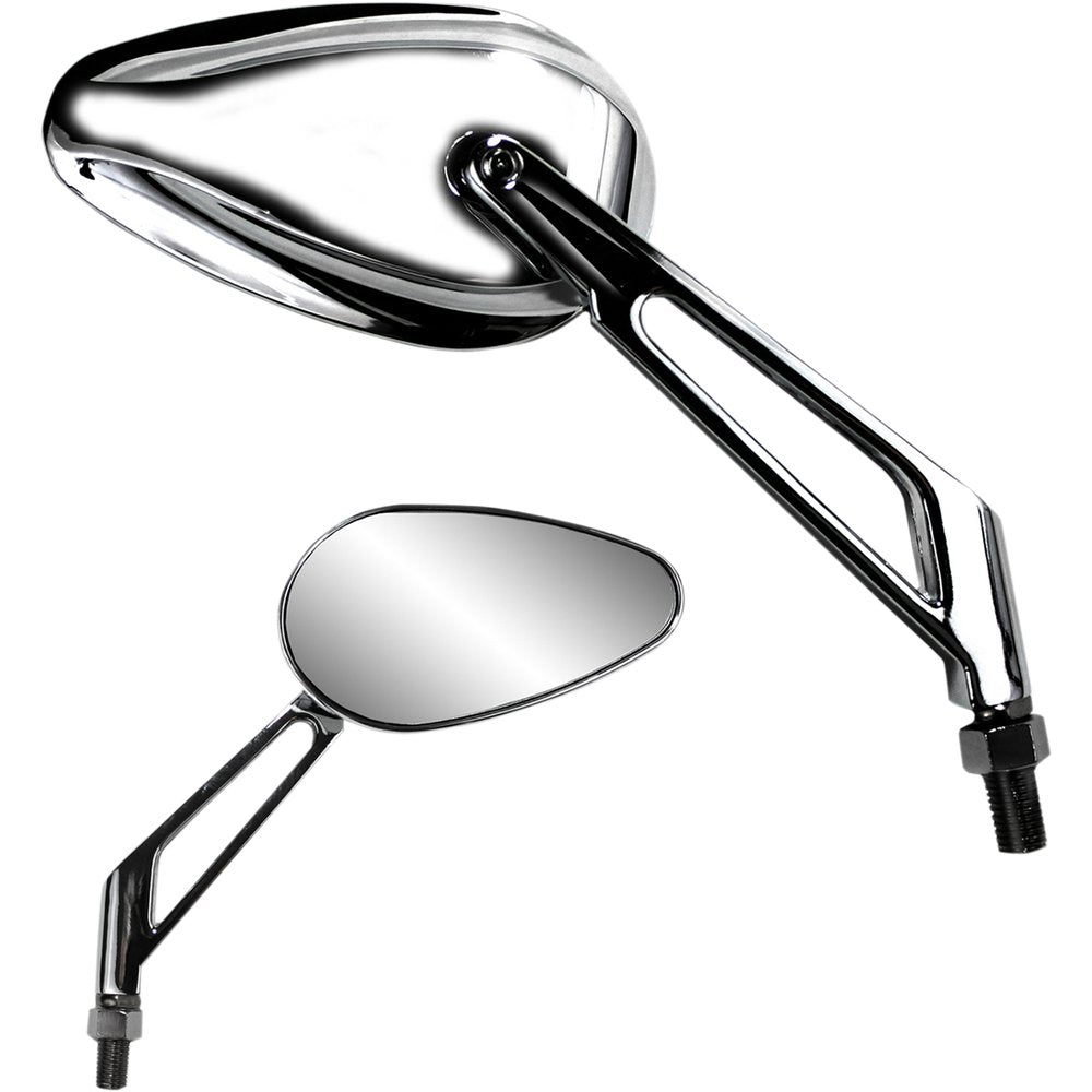 PARTS UNLIMITED Mirror - X-Treme Mini - Side View - Teardrop - Billet - Short - Chrome - Each 17069