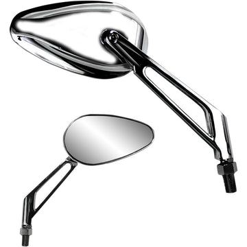 PARTS UNLIMITED Mirror - X-Treme Mini - Side View - Teardrop - Billet - Short - Chrome - Each 17069