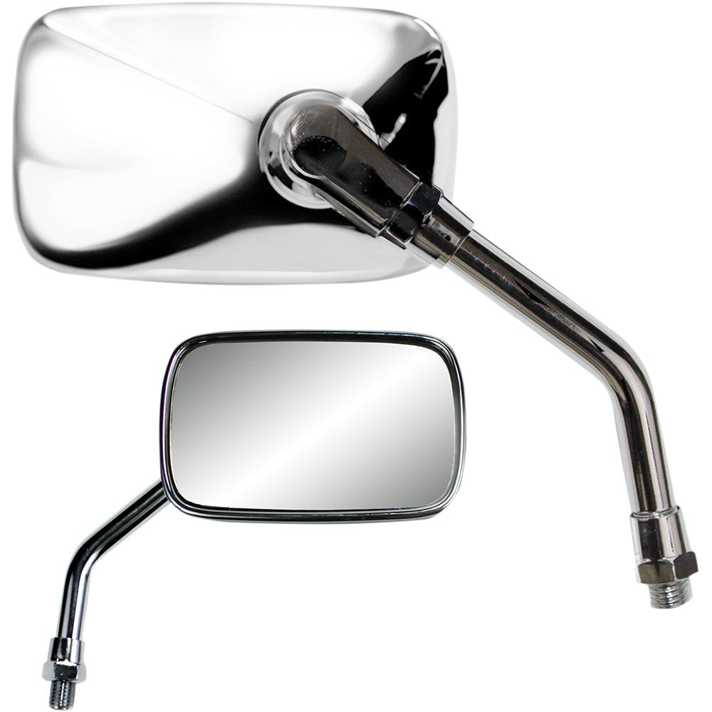 PARTS UNLIMITED Mirror - Mini - Side View - Rectangle - Chrome - M10x1.25 (Left Hand Thread) - Each 17055