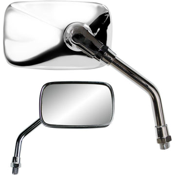 PARTS UNLIMITED Mirror - Mini - Side View - Rectangle - Chrome - M10x1.25 (Left Hand Thread) - Each 17055