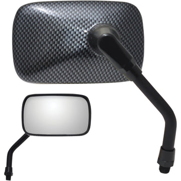 PARTS UNLIMITED Mirror - Mini - Side View - Rectangle - Black/Carbon Fiber - M10x1.25 - Each 17053