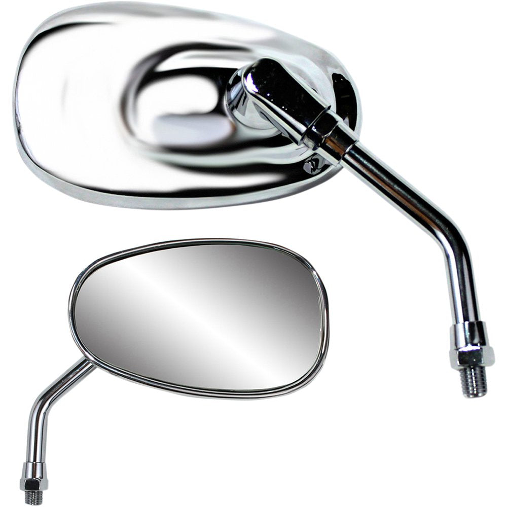 PARTS UNLIMITED Mirror - American-Style/Mini - Side View - Oval - Chrome - 4-3/4" - Each 17037