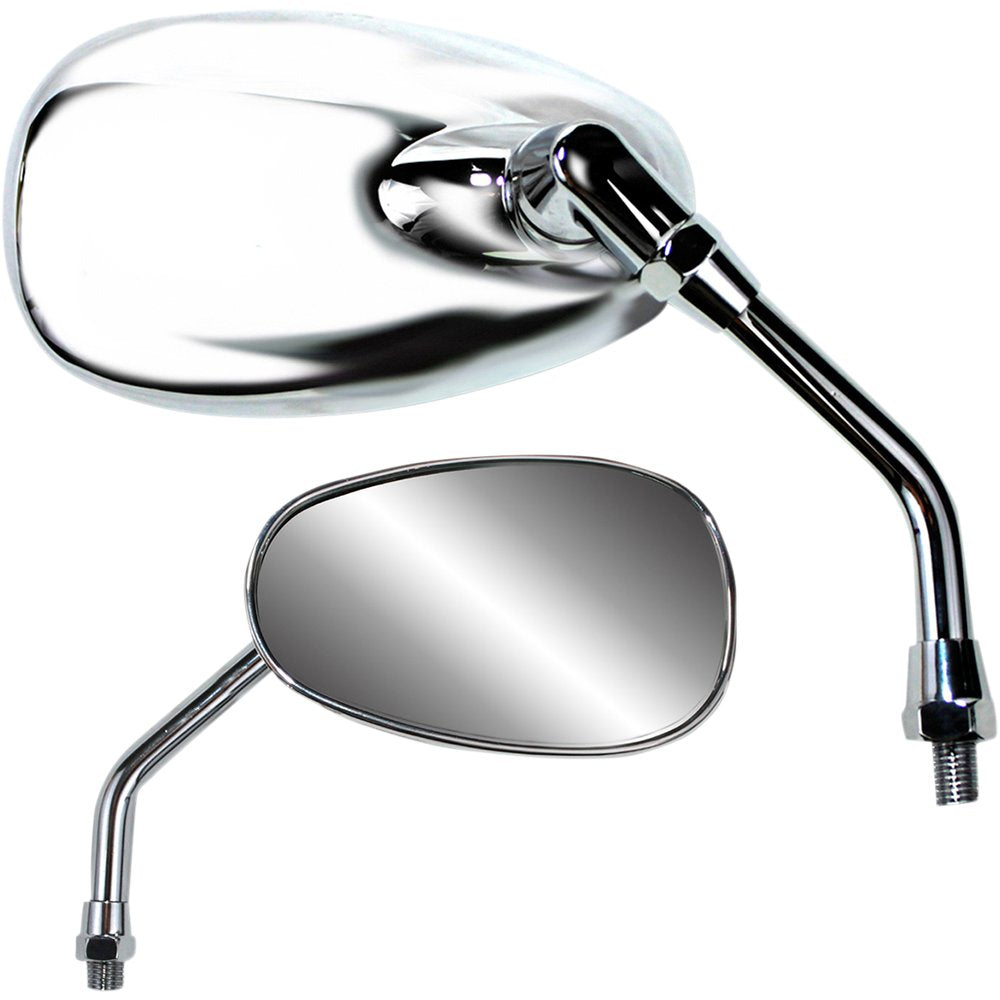 PARTS UNLIMITED Mirror - American-Style/Standard - Side View - Oval - Chrome - 5-1/2" - Each 17030