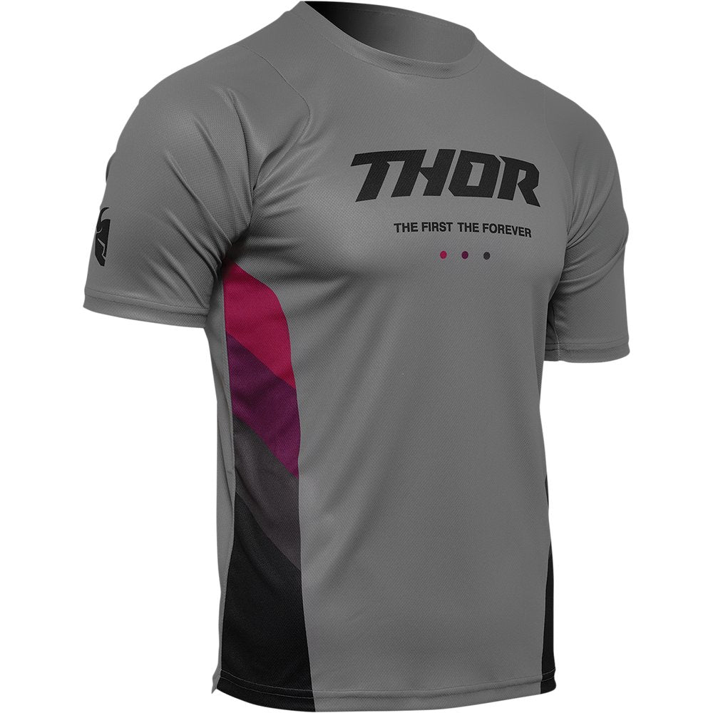 THOR Assist React Short-Sleeve Jersey - Gray/Purple - Small 5120-0175