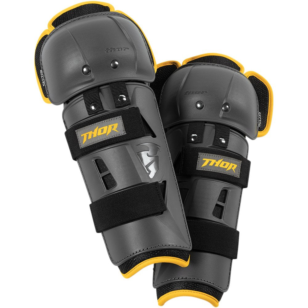 Thor Sector GP Knee Guards - Charcoal/Yellow 2704-0429