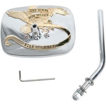 Emgo Mirror - "Live to Ride" - Side View - Rectangle - Gold/Chrome - Right 20-31704A