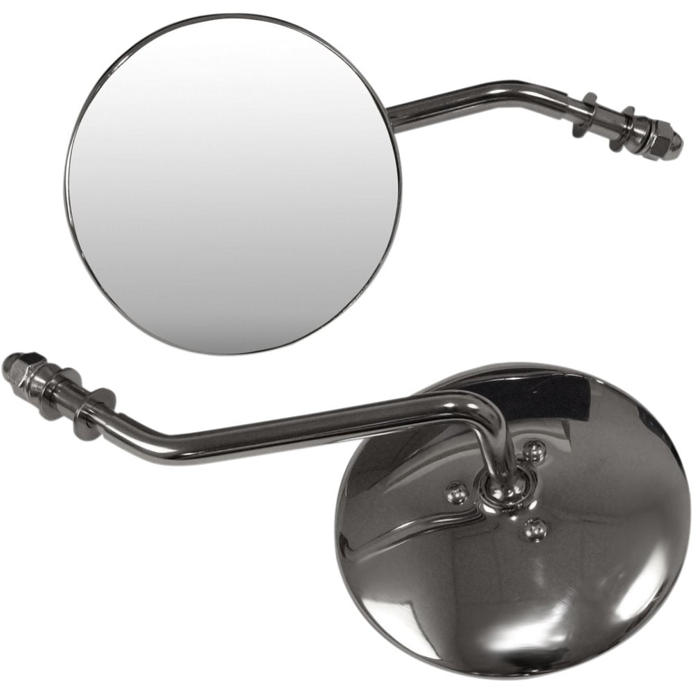 Emgo Mirrors - Side View - Smooth/Round - Short Stem - Pair - Universal 20-21794
