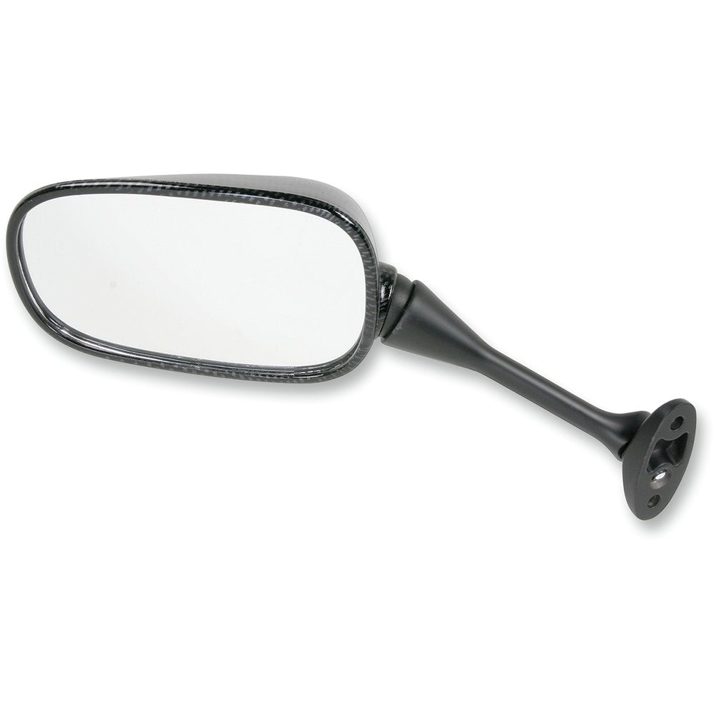 Emgo Mirror - Side View - Black/Carbon Fiber - Rectangle - Left - Honda 20-35224