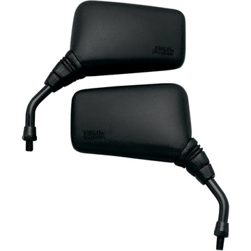 Emgo Mirror - Roadhawk - Side View - Rectangle - Short - M10 x 1.25 - Black 20-25100