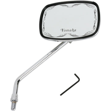 Emgo Mirror - Die-Cast - Yamaha Scrolled - Side View - Rectangle - M10 x 1.25 (Left Hand) - Chrome 20-21774