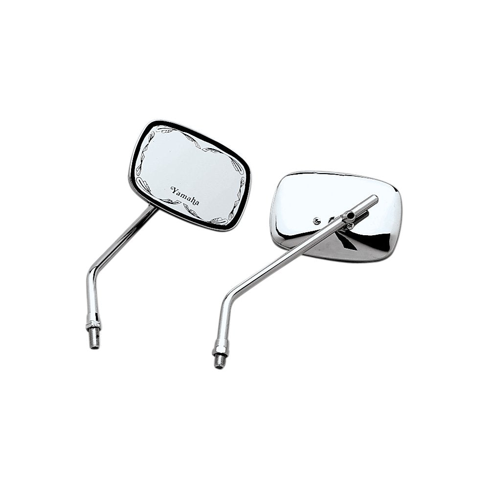 Emgo Mirror - Die-Cast - Yamaha Scrolled - Side View - Rectangle - M10 x 1.25 - Chrome - Left/Right 20-21773