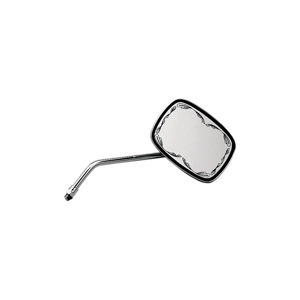 Emgo Mirror - Die-Cast - Scrolled - Side View - Rectangle - M10 x 1.25 - Chrome - Left/Right 20-21715