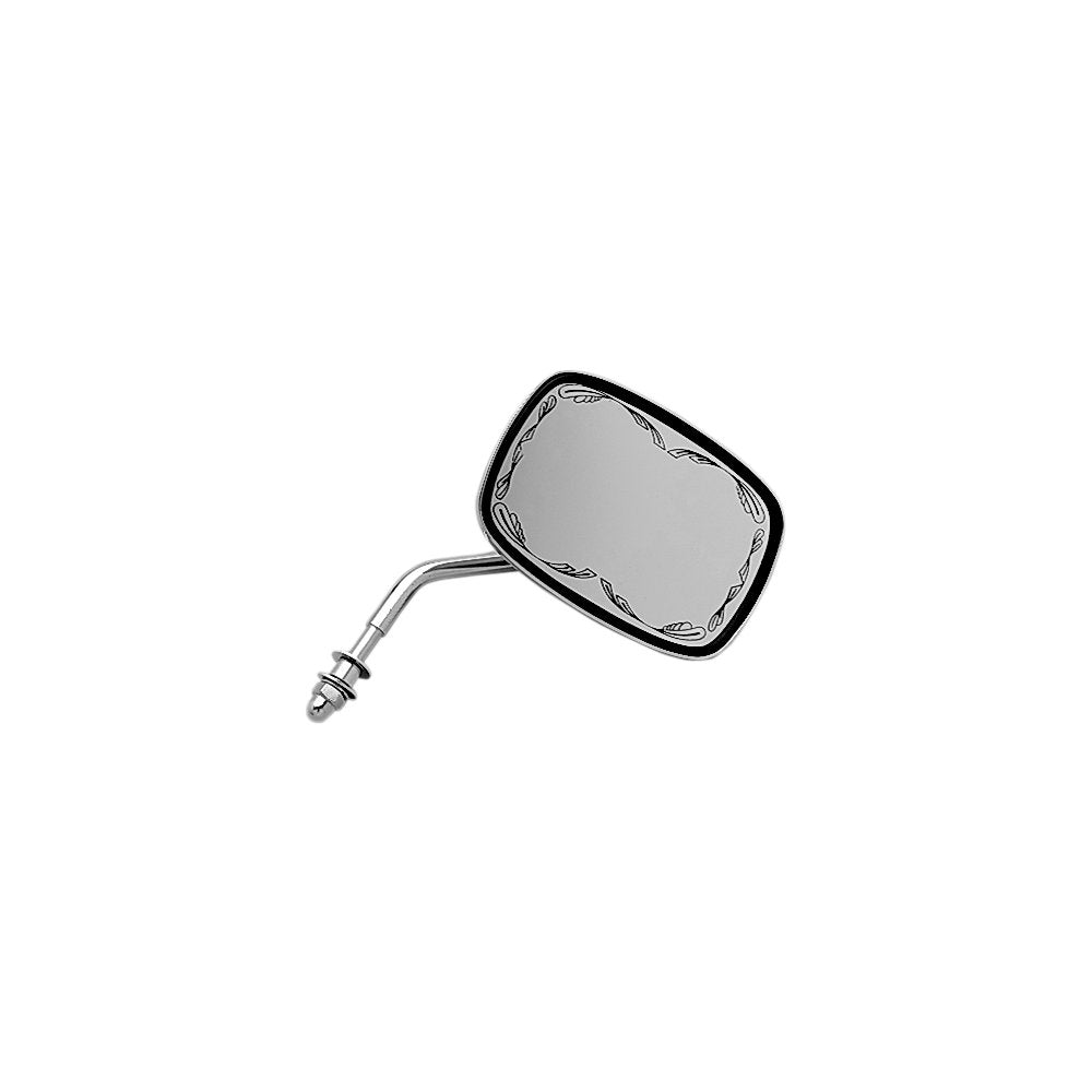 Emgo Mirror - Side View - Scrolled Face/Rectangle - Short Stem - Left/Right - Screw-In - Each 20-21709