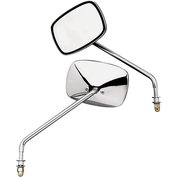 Emgo Mirrors - Side View - Plain Face/Rectangle - Long Stem - Left/Right - Screw-In - Pair 20-21705