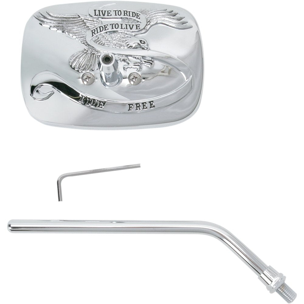 Emgo Mirror - "Ride Free" - Side View - Rectangle - M10 x 1.25 (Left Hand) - Chrome - Right 20-31756A