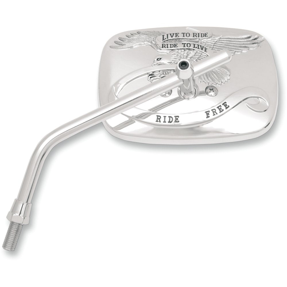 Emgo Mirror - "Ride Free" - Side View - Rectangle - M10 x 1.25 - Chrome - Left 20-31755A