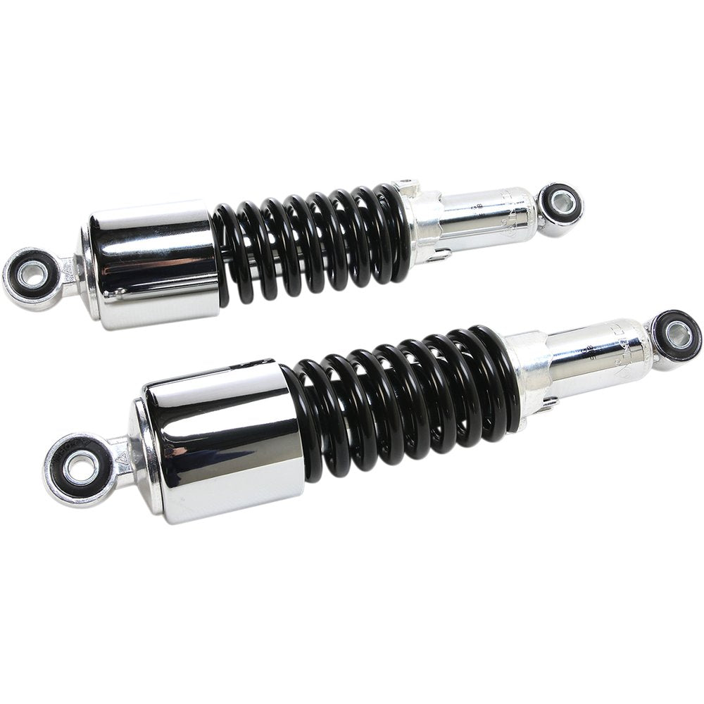 Emgo Custom Shorty Shocks with Shroud - Chrome Body/Black Spring Finish - Eye Lowering 17-05700