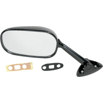 Emgo Mirror - Side View - Black/Carbon Fiber - Rectangle - Left - Suzuki 20-69784
