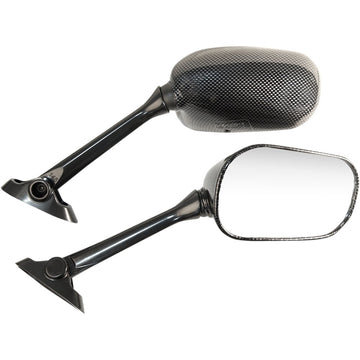 Emgo Mirror - Side View - Black/Carbon Fiber - Rectangle - Left - Suzuki 20-97214