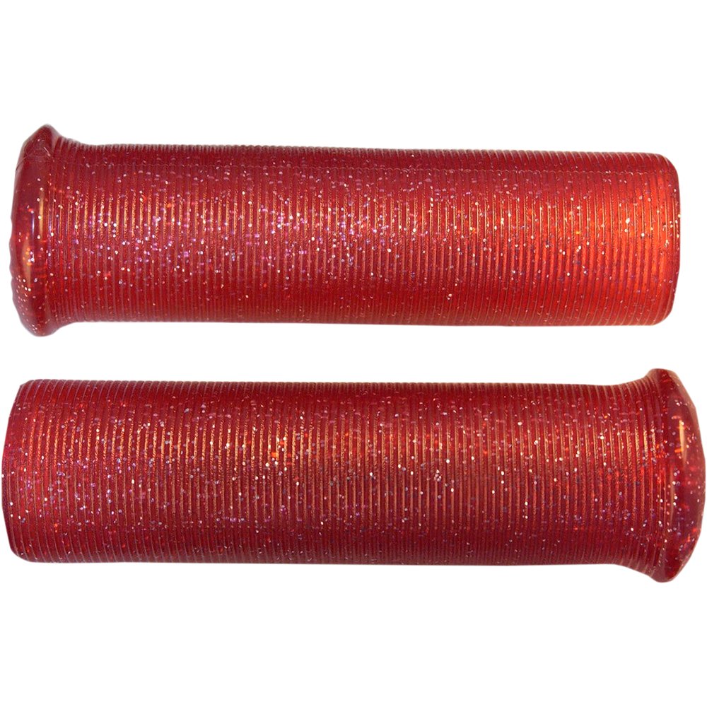 Emgo Star Fire Flake Grips - Retro - Metal - 7/8" - Red 42-21124