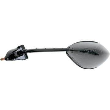 Emgo Mirror - Side View - Black/Carbon Fiber - Rectangle - Left - Kawasaki 20-43044