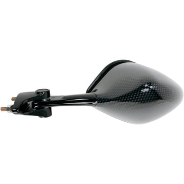 Emgo Mirror - Side View - Black/Carbon Fiber - Rectangle - Left - Kawasaki 20-43054