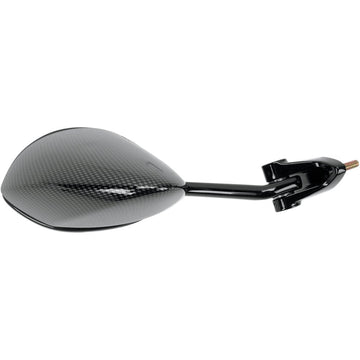 Emgo Mirror - Side View - Black/Carbon Fiber - Rectangle - Left - Kawasaki 20-43064