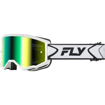 Youth Zone Goggle White/Black W/ Iridescent Grn Mirror Lens