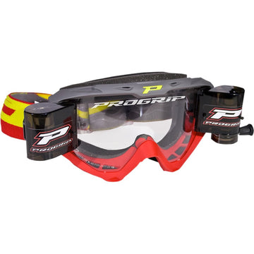 Pro Grip 3450 Goggle - Riot - Roll-Off - Gray/Red - Clear Lens PZ3450ROGRRO