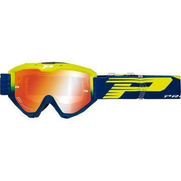 Pro Grip 3450 FL Goggle - Riot - Yellow Fluo/Navy - Orange Mirror Lens PZ3450GFBLFL