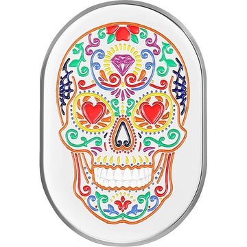 Figurati Designs Antenna Cover - Right Rear Fender - Sugar Skull - Chrome FD30-AC-SS-RT
