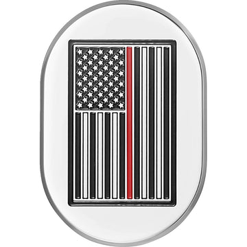 Figurati Designs Antenna Cover - Right Rear Fender - Red Line American Flag - Chrome FD75-AC-SS-RT