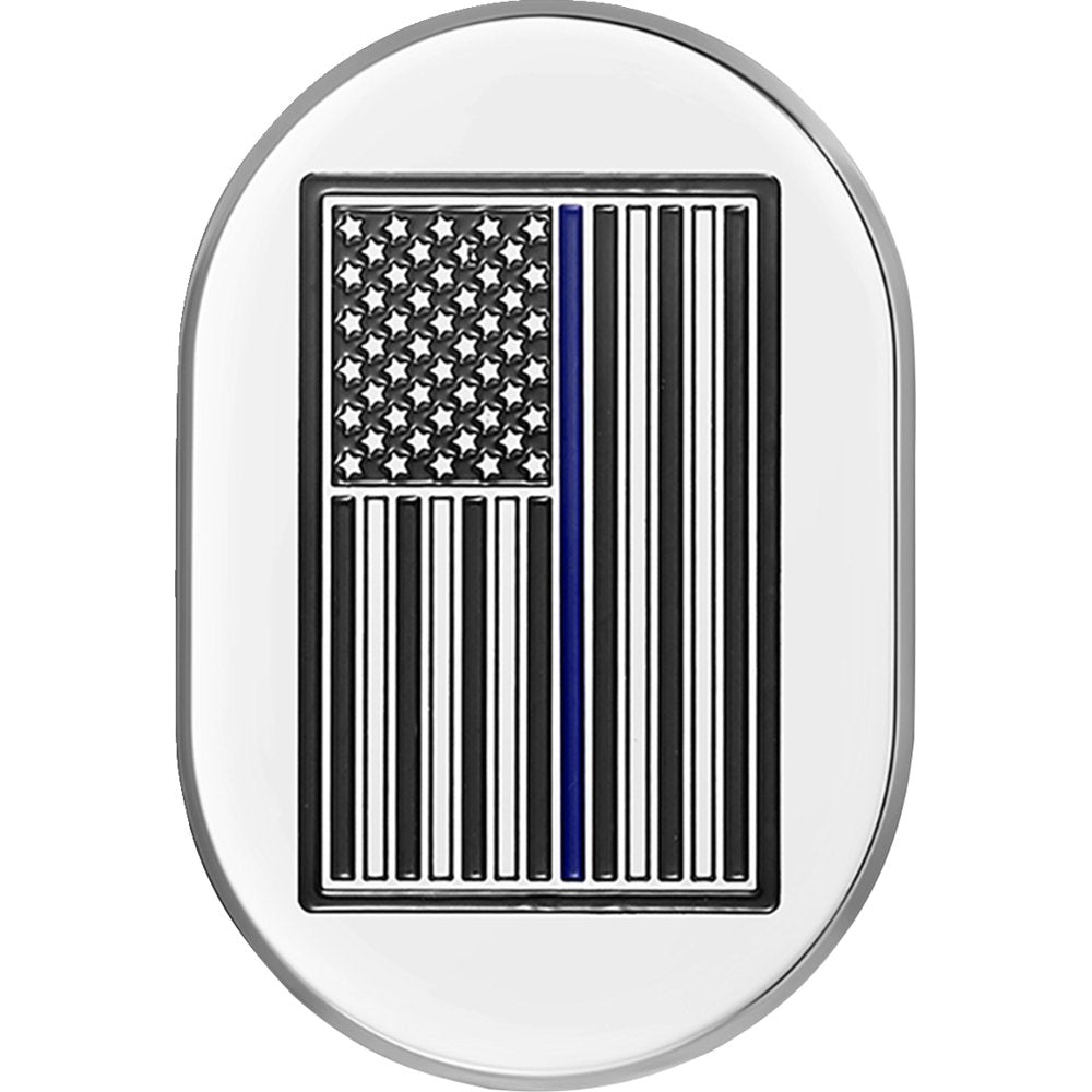 Figurati Designs Antenna Cover - Left Rear Fender - Blue Line American Flag - Chrome FD70-AC-SS-LT