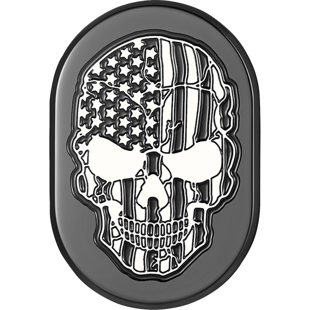 Figurati Designs Antenna Cover - Right Rear Fender - Contrast Cut American Flag Skull - Black FD28-AC-BLK-RT