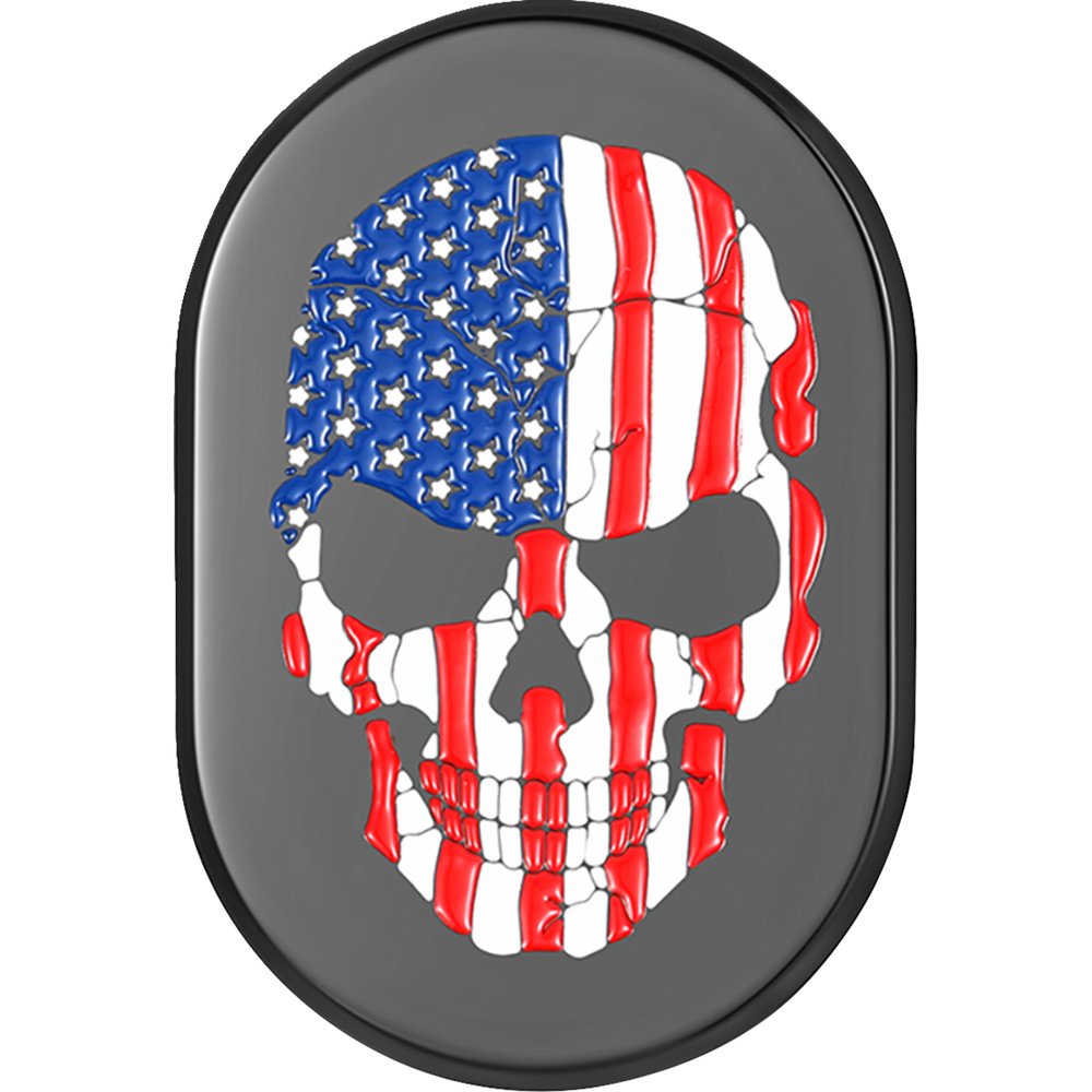 Figurati Designs Antenna Cover - Left Rear Fender - American Flag Skull - Black FD25-AC-BLK-LT