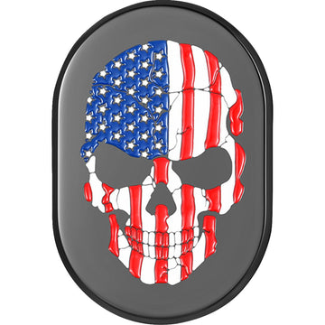 Figurati Designs Antenna Cover - Left Rear Fender - American Flag Skull - Black FD25-AC-BLK-LT