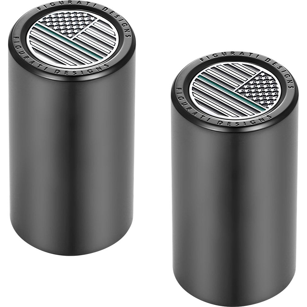 Figurati Designs Docking Covers - American Flag - Green Line - Long - Black FD72-DC-2545-BK