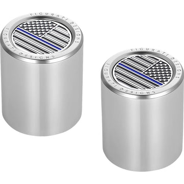 Figurati Designs Docking Covers - American Flag - Blue Line - Short - Silver FD70-DC-2530-SS