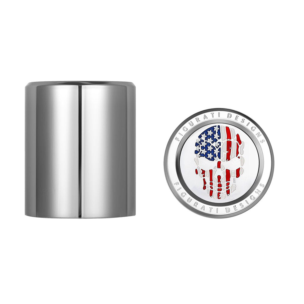 Figurati Designs Docking Covers - Red/White/Blue American Flag Skull - Silver FD24-DC-2730-SS