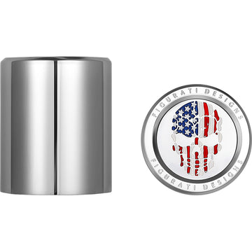 Figurati Designs Docking Covers - Red/White/Blue American Flag Skull - Short - Silver FD24-DC-2530-SS