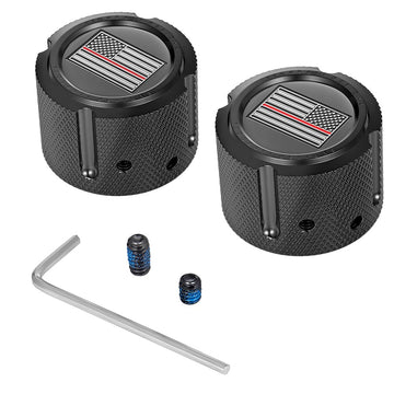 Figurati Designs Axle Nut Cover - Front - Stainless Steel - Red Line Flag - Black FD75-FAC-BK