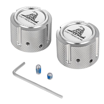 Figurati Designs Axle Nut Cover - Front - Stainless Steel - Don't Tread On Me - Silver FD40-FAC-SS